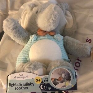 Dreamgro Gray Plush Elephant Soother with Light Blue Outfit NWT